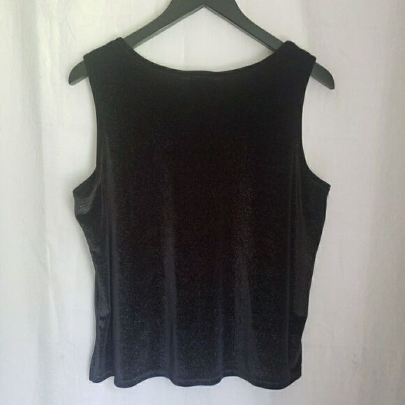 Vintage Studio Black Sparkle Sleeveless Tank Pull-on Made in USA Women's Size L - Picture 6 of 9